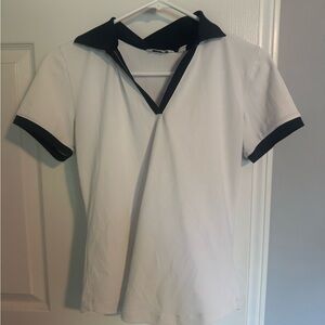 Lady Hagen White Polo with Dark BlueAccents